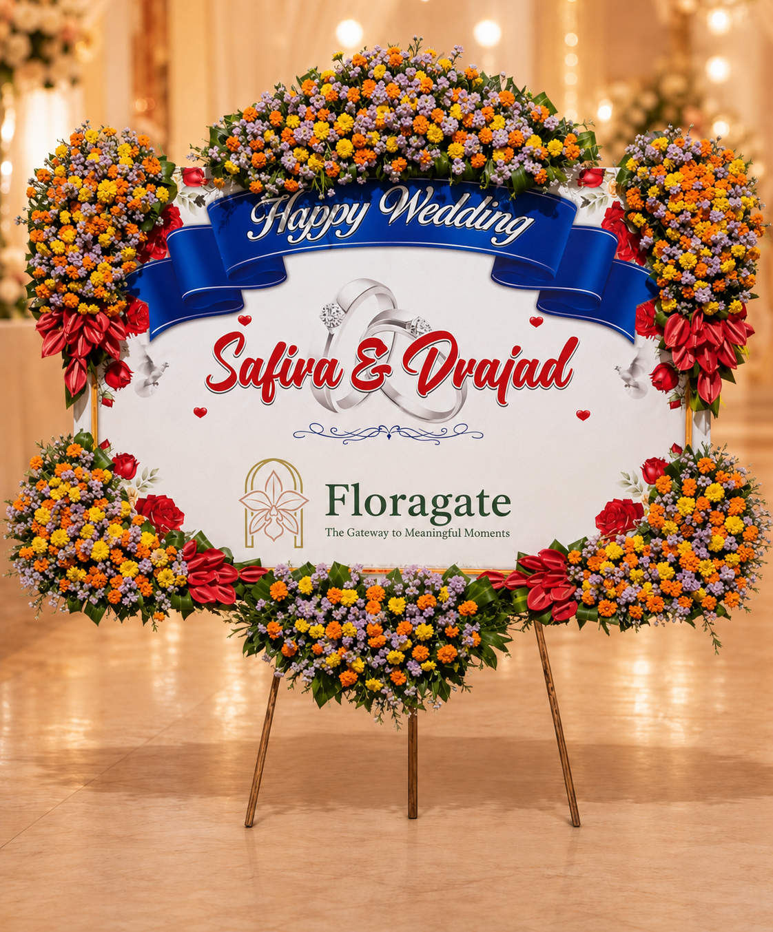 Foto Bunga Papan Wedding - Paket 1350 Floragate Malang