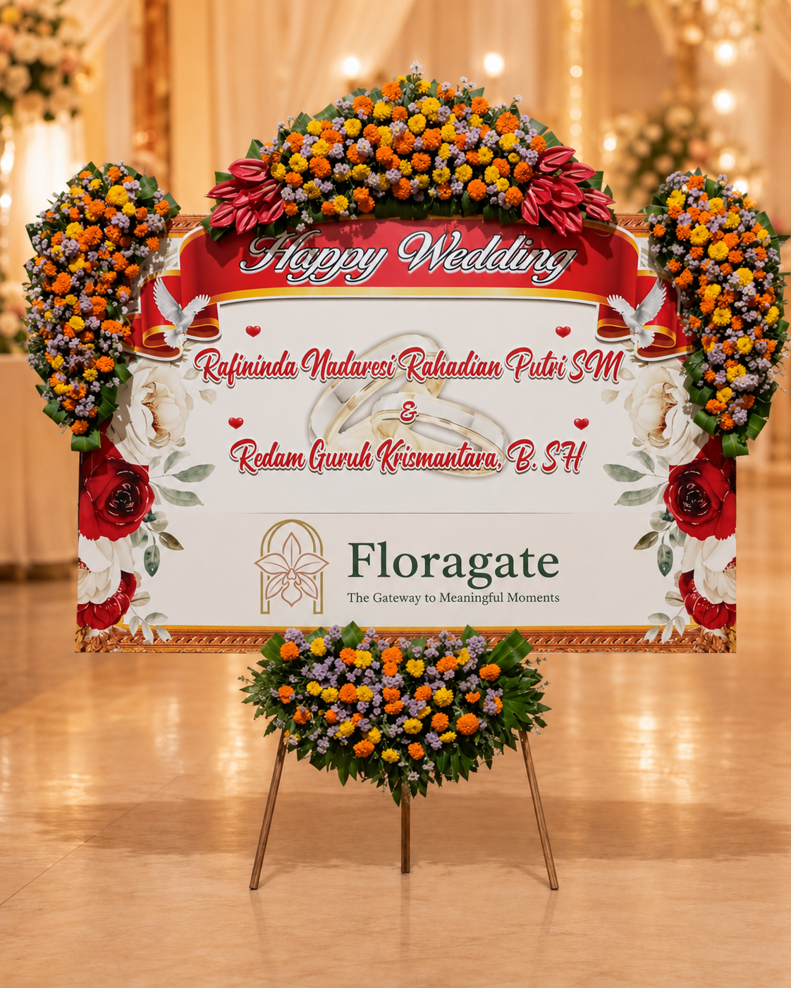 Foto Bunga Papan Wedding - Paket 800 Floragate Malang