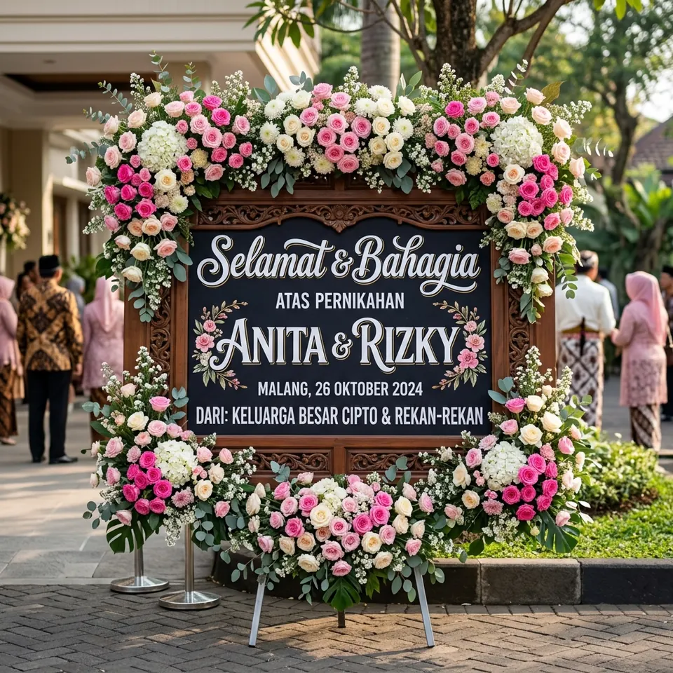 Foto Bunga Papan Wedding - Luxury Rose Floragate Malang