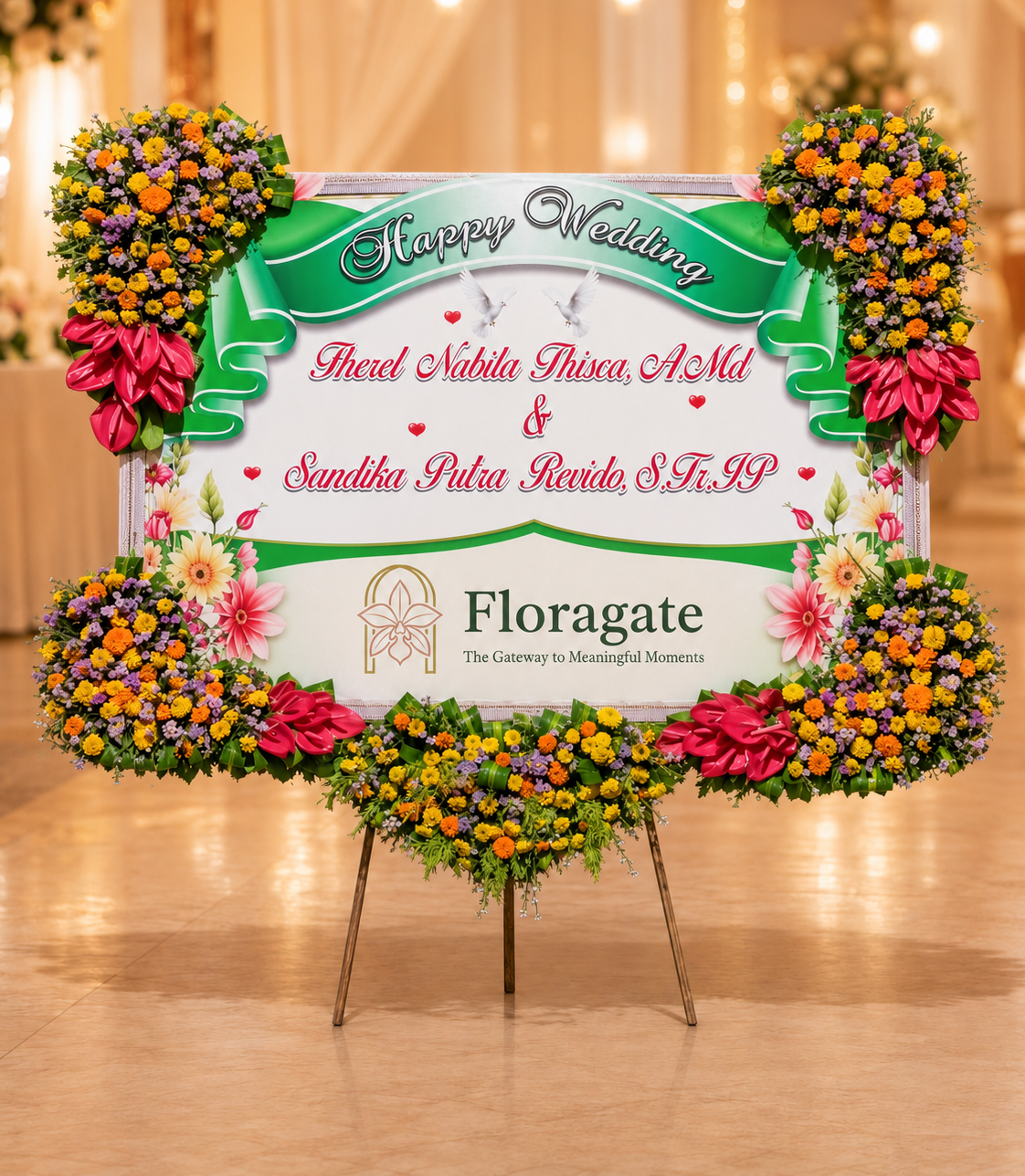 Foto Bunga Papan Wedding - Paket 950 Floragate Malang